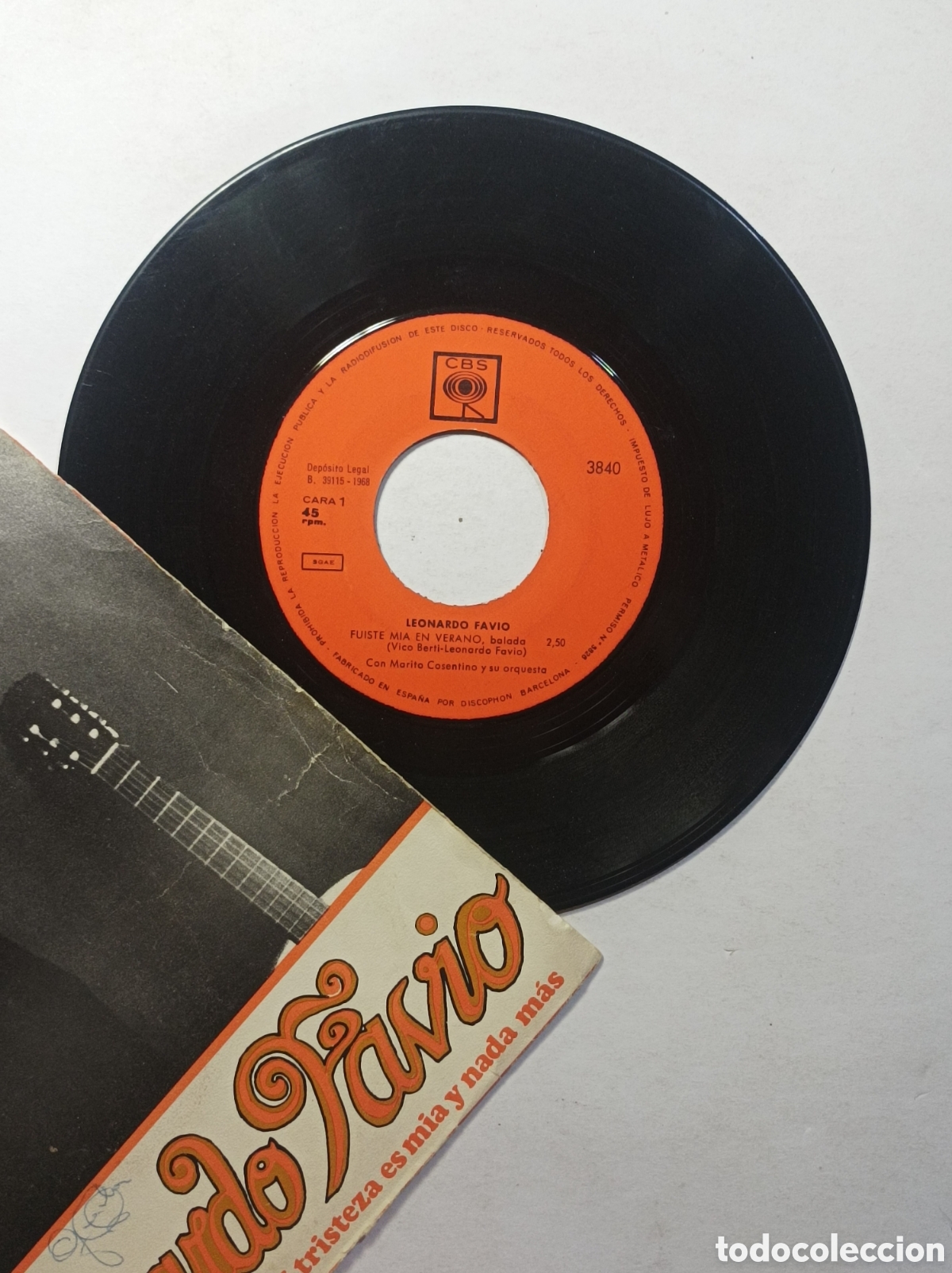 Discos de vinilo: LEONARDO FAVIO. CBS. SINGLE DISCO VINILO. - Foto 3