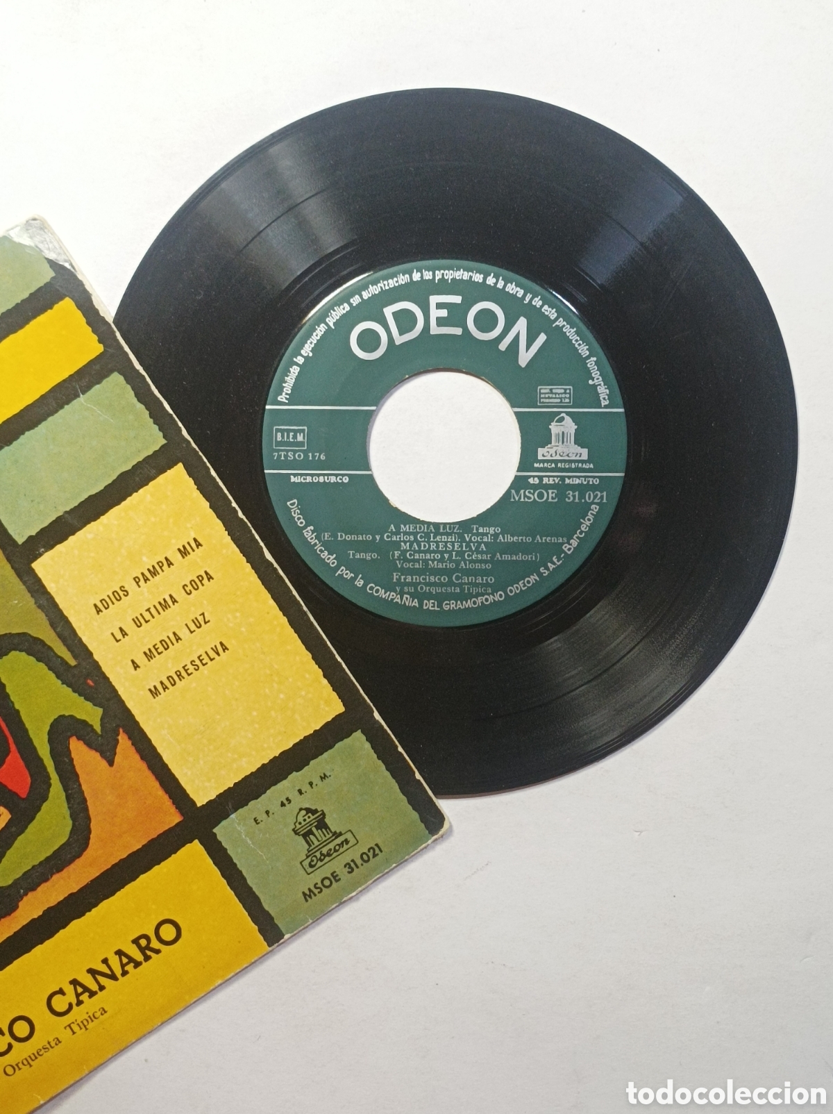 Discos de vinilo: FRANCISCO CANARO. TANGOS CELEBRES. ODEON. SINGLE DISCO VINILO. - Foto 3
