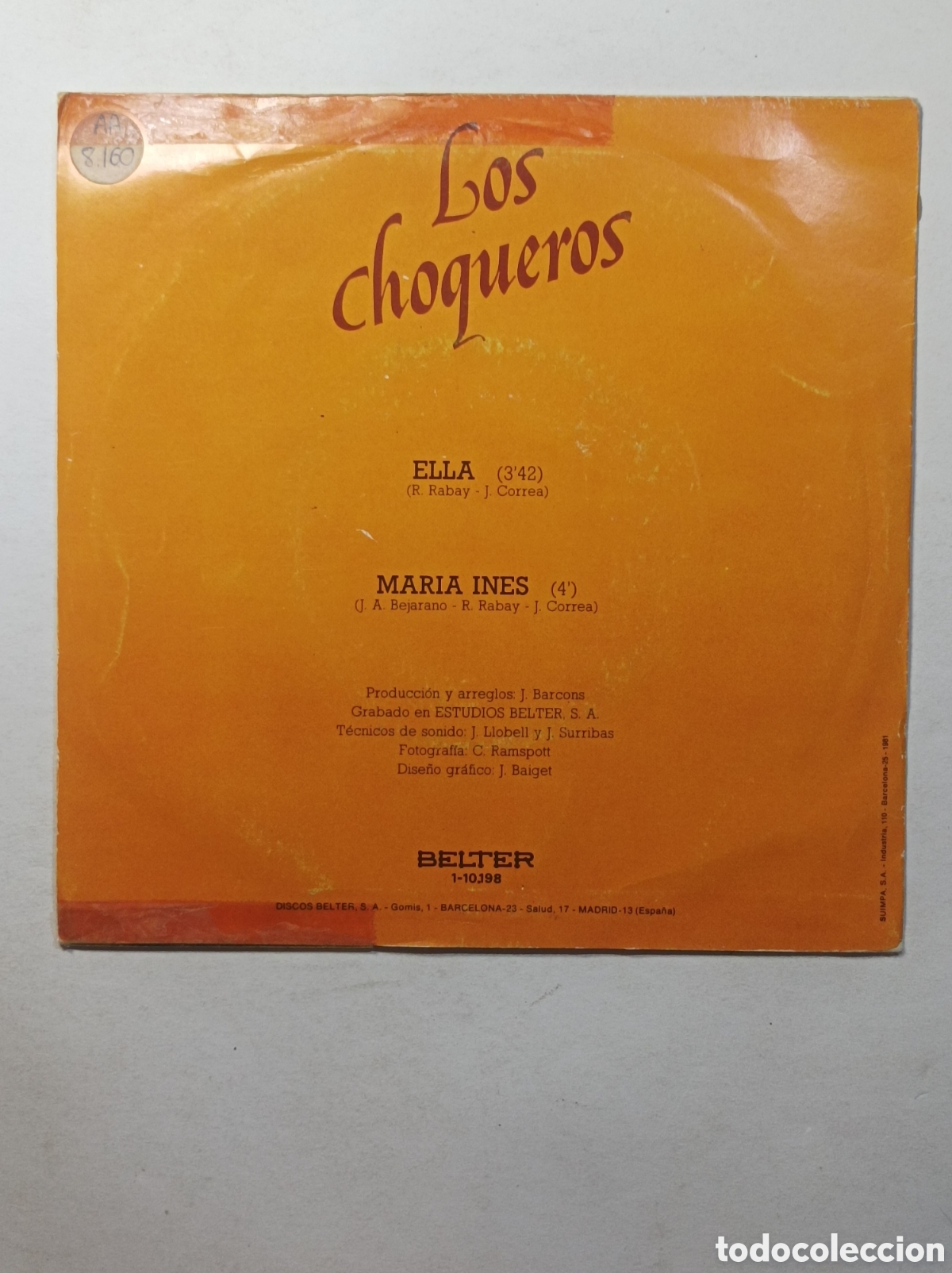 Discos de vinilo: LOS CHOQUEROS. ELLA. BELTER. SINGLE DISCO VINILO. - Foto 2