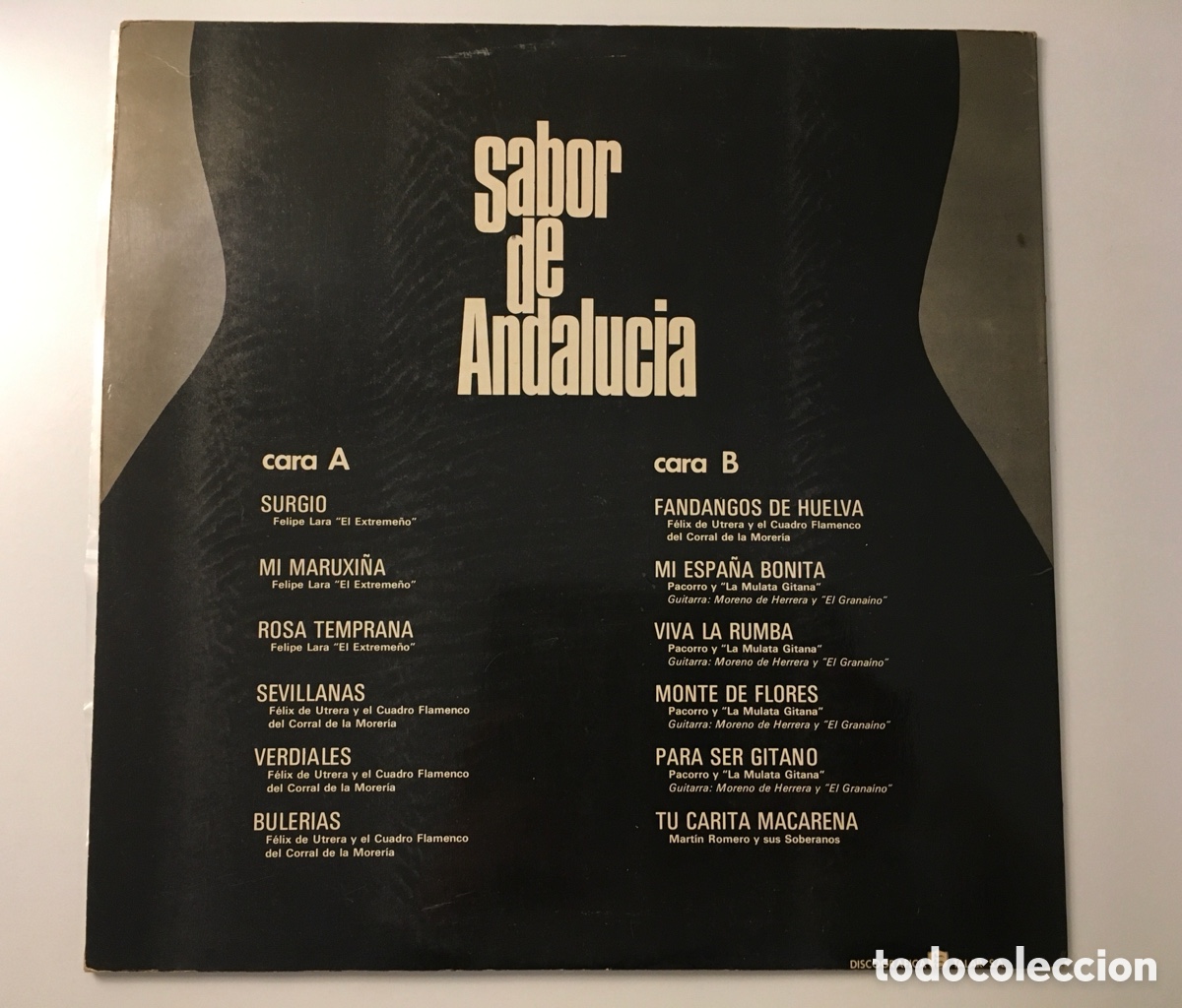 Discos de vinilo: Vinilo LP Sabor de Andaluc&iacute;a - Rumbas - Foto 2