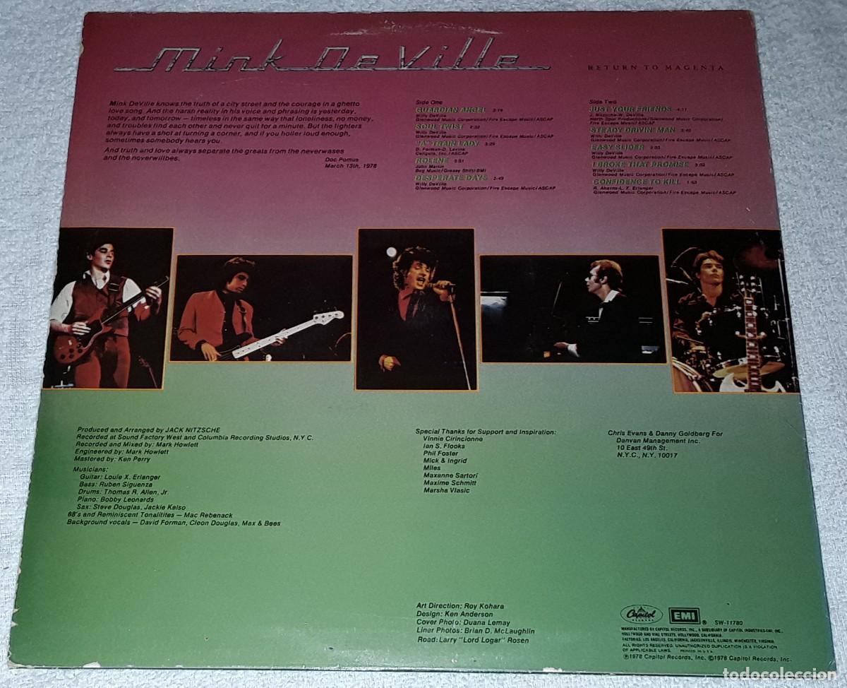 Discos de vinilo: LP - MINK DEVILLE - RETURN TO MAGENTA - MADE IN USA - Foto 2
