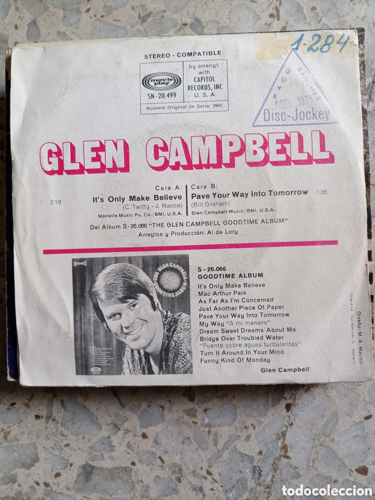 Discos de vinilo: SGL GLEN CAMPBELL IT&acute;S ONLY MAKE BELIVE 1971 - Foto 2