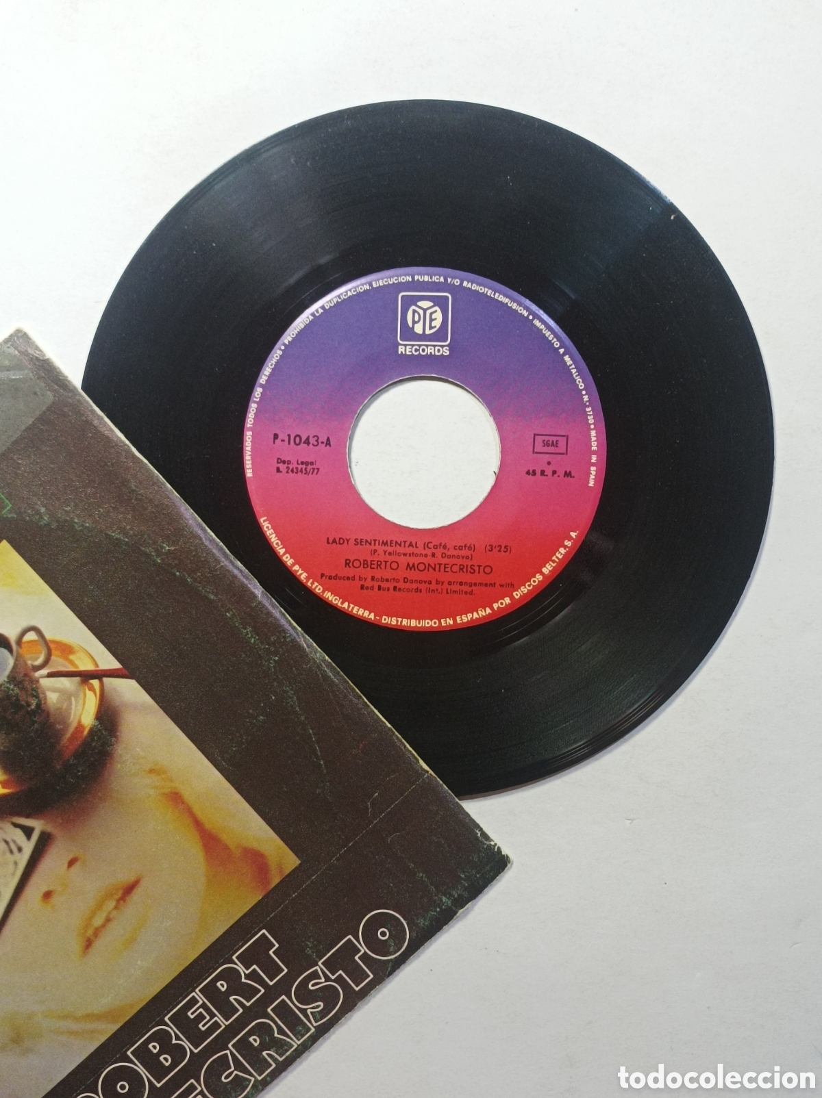 Discos de vinilo: ROBERT MONTECRISTO. LADY SENTIMENTAL. PYE RECORDS. SINGLE DISCO VINILO. - Foto 3