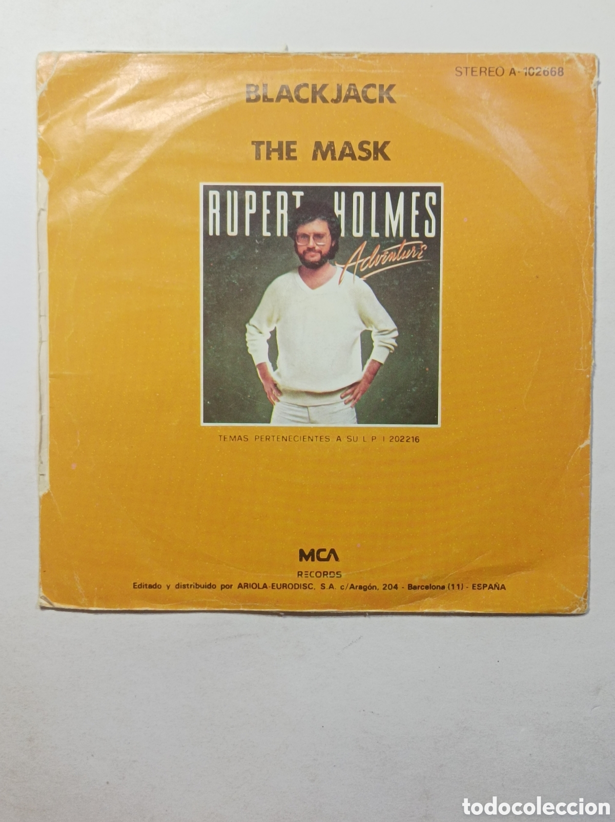 Discos de vinilo: RUPERT HOLMES. BLACK JACK. MCA RECORDS. SINGLE DISCO VINILO. - Foto 2