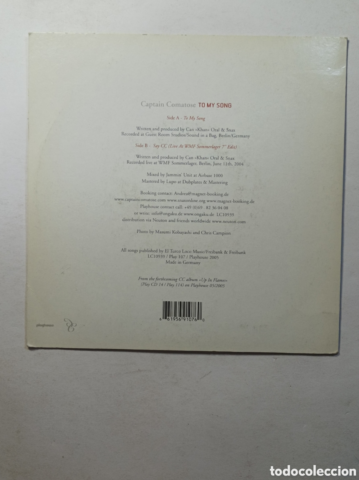 Discos de vinilo: CAPTAIN COMATOSE. PLAYHOUSE. SINGLE DISCO VINILO. - Foto 2