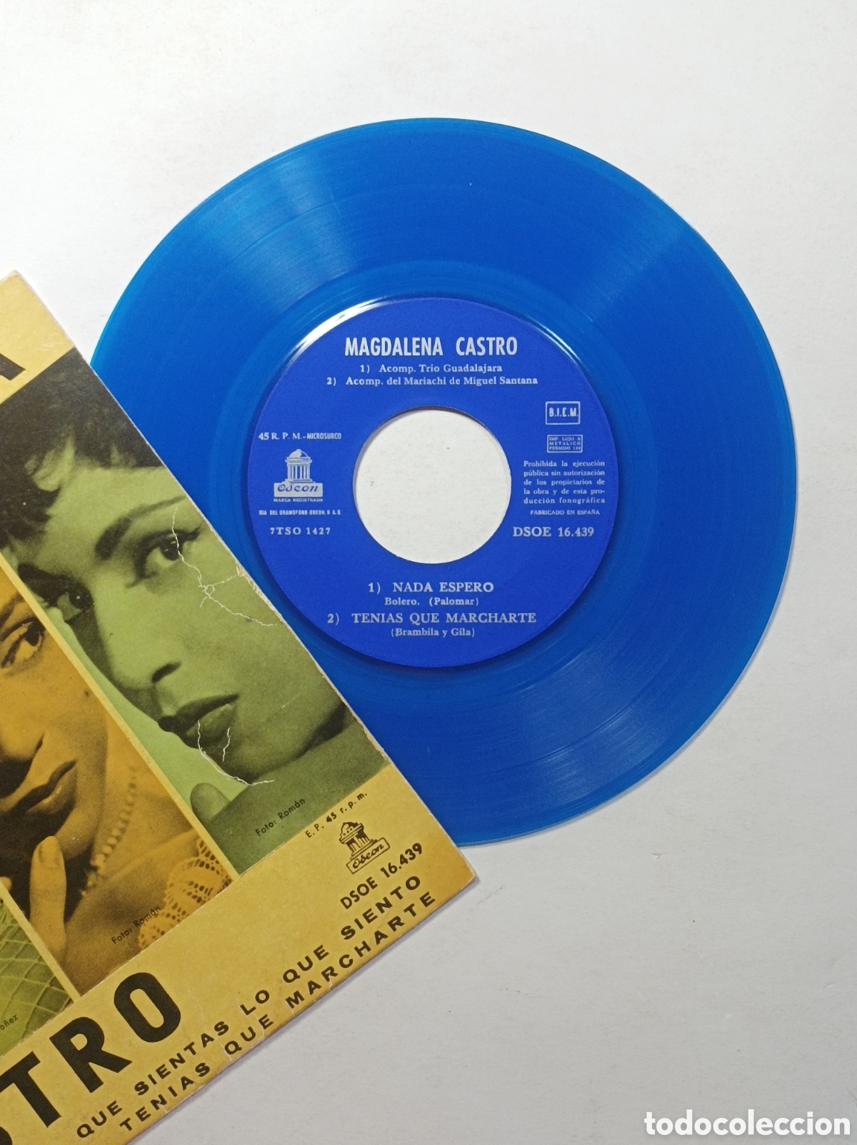 Discos de vinilo: MAGDALENA CASTRO. ODEON. SINGLE DISCO VINILO AZUL. - Foto 3