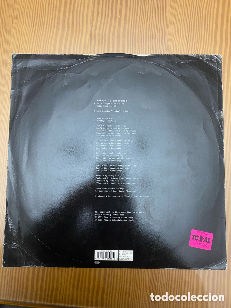 Discos de vinilo: Disco de Vinilo (Maxi) Enigma &ldquo;Return To Innocence&rdquo; - Foto 2