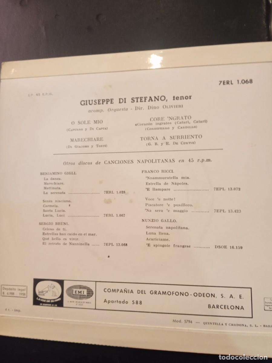 Discos de vinilo: GIUSEPPE DI STEFANO- O SOLE MIO. EP - Foto 2