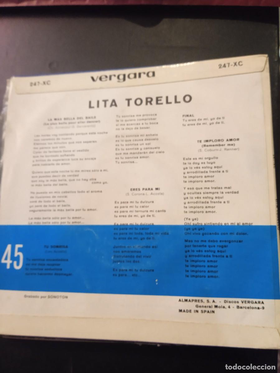 Discos de vinilo: LITA TORELL&Oacute;- TE IMPLORO AMOR. EP. - Foto 2