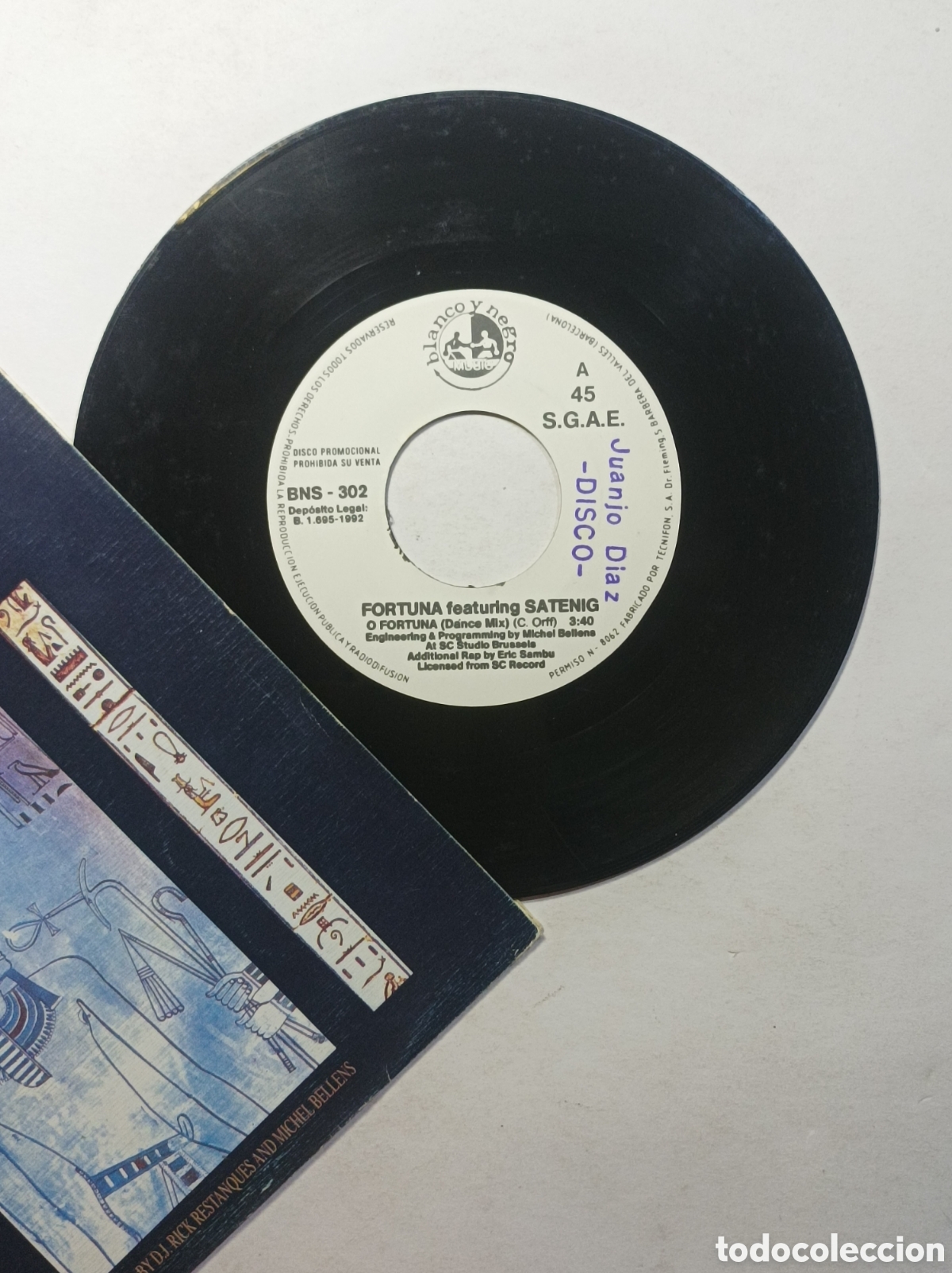 Discos de vinilo: FORTUNA FEATURING SATENING. BLANCO Y NEGRO. SINGLE DISCO VINILO. - Foto 3