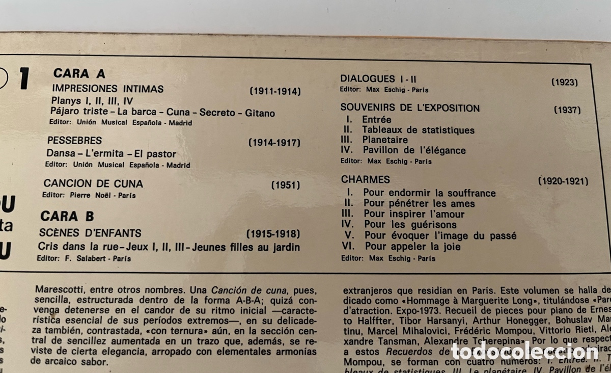 Discos de vinilo: Vinilo Mompou interpreta a Mompou - Foto 3