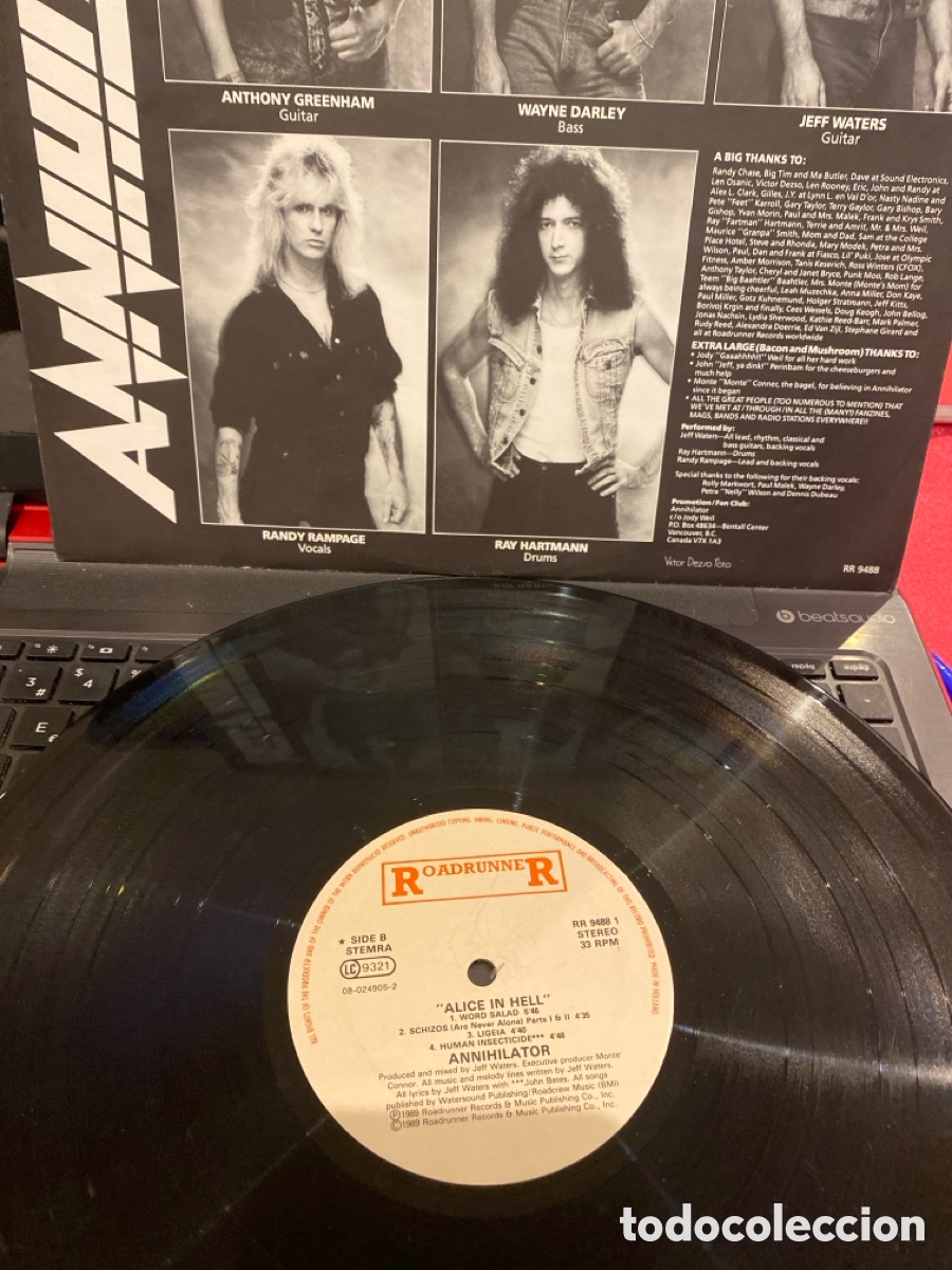 Discos de vinilo: ANNIHILATOR - ALICE IN HELL LP RARO - Foto 3