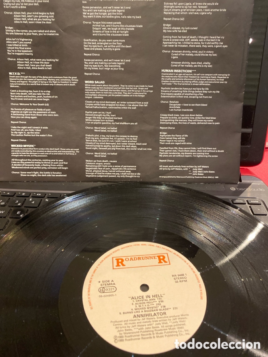 Discos de vinilo: ANNIHILATOR - ALICE IN HELL LP RARO - Foto 4