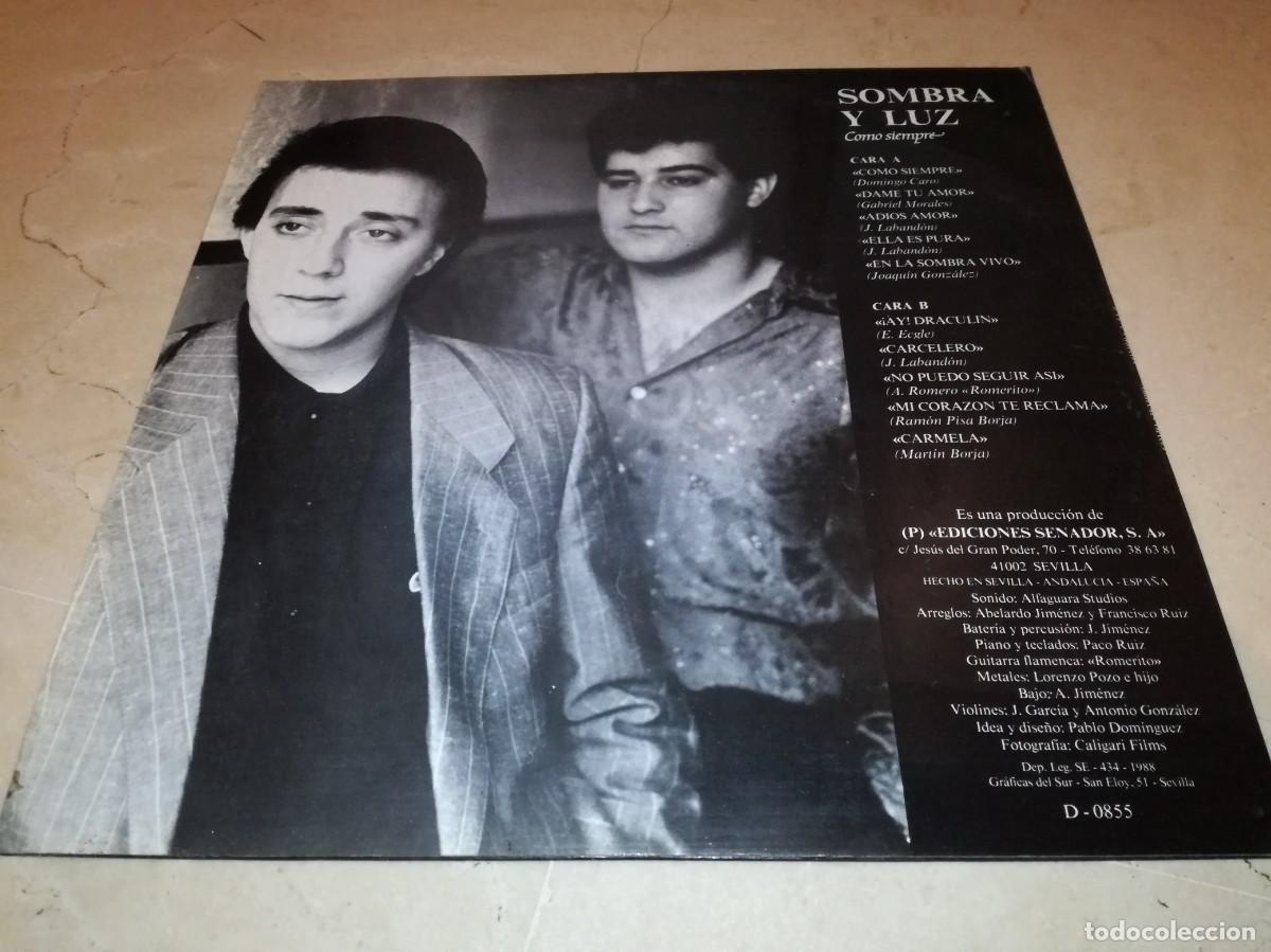 Discos de vinilo: SOMBRA Y LUZ-COMO SIEMPRE-ORIGINAL 1988 - Foto 2