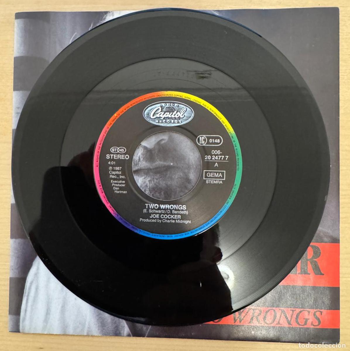 Discos de vinilo: Joe cocker 45t tow wrongs EX NM single - Foto 3