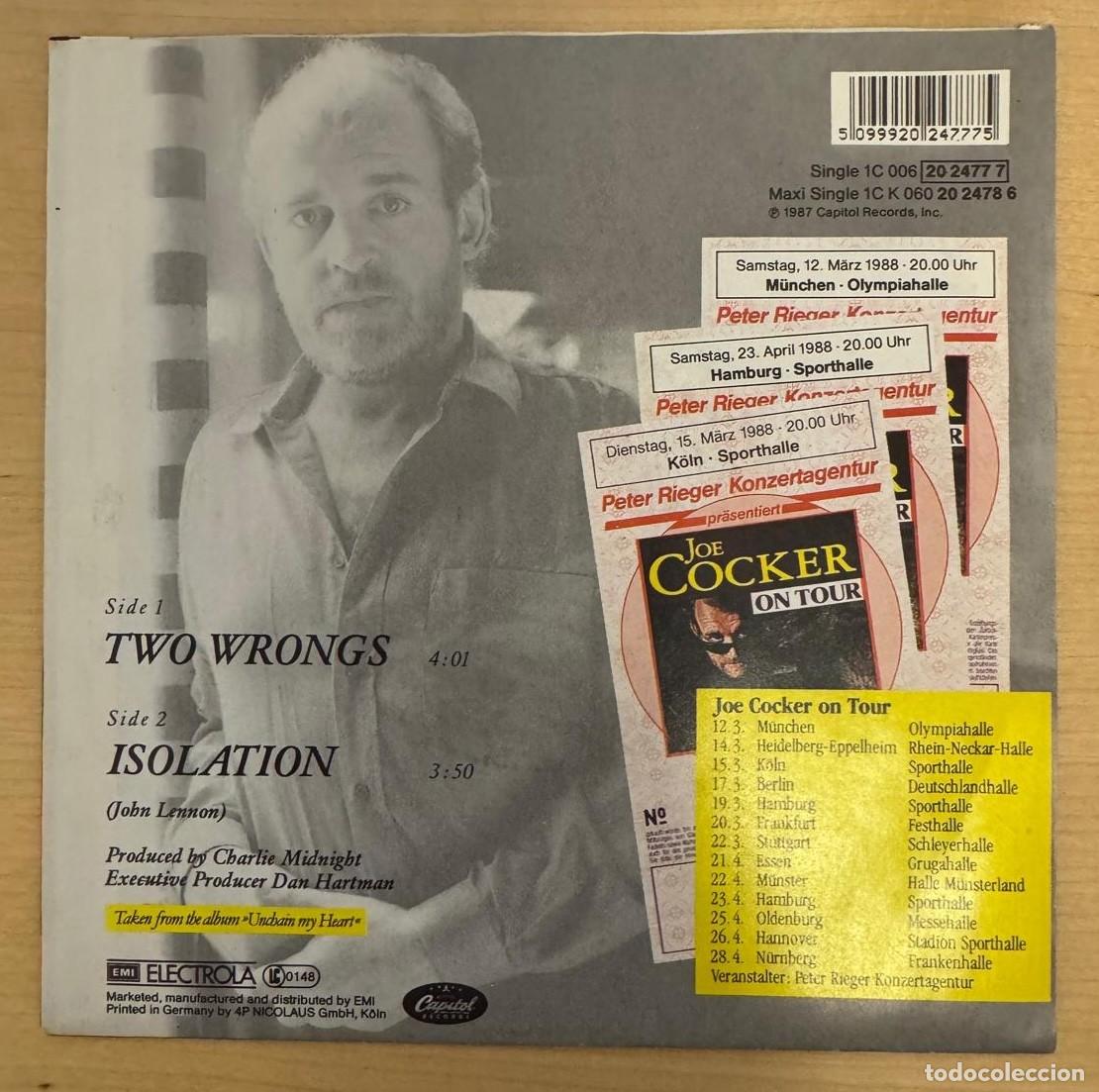Discos de vinilo: Joe cocker 45t tow wrongs EX NM single - Foto 2