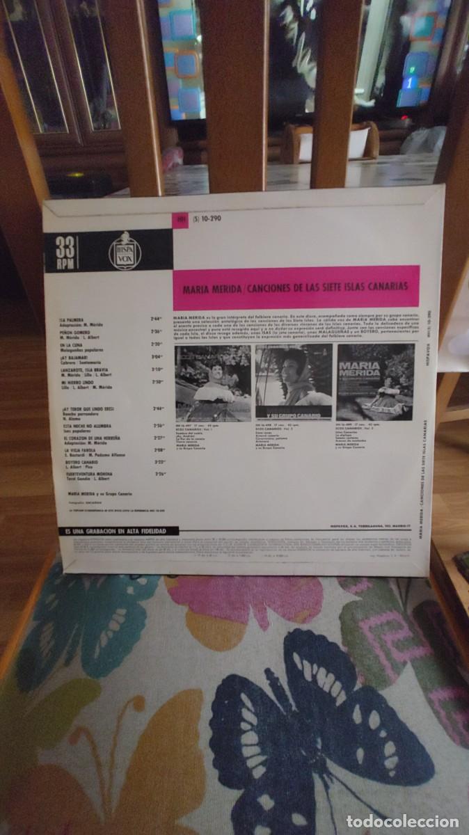 Discos de vinilo: MARIA MERIDA-LP CANCIONES DE LAS 7 ISLAS CANARIAS - Foto 2