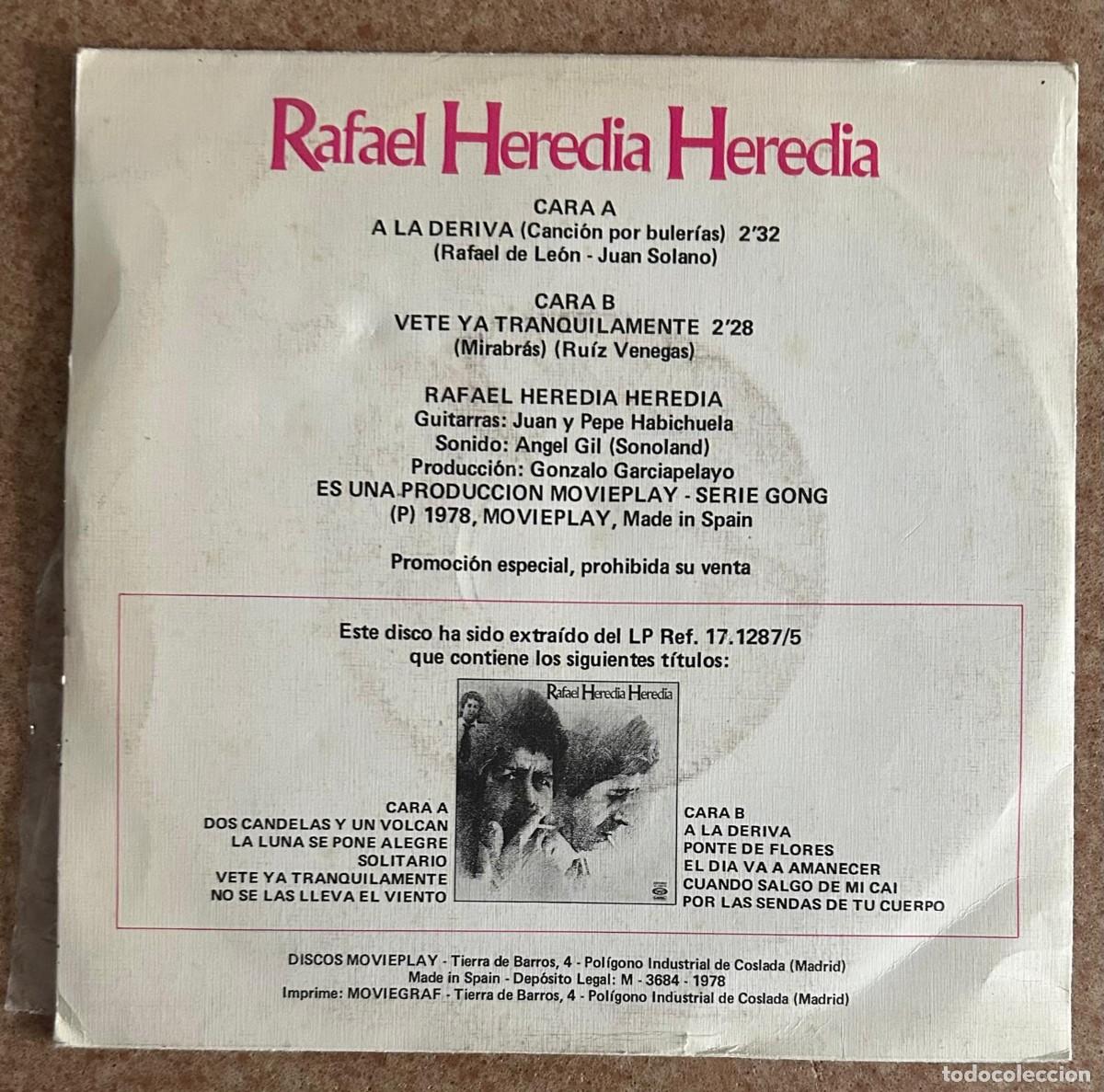 Discos de vinilo: RAFAEL HEREDIA - A LA DERIVA - Foto 2