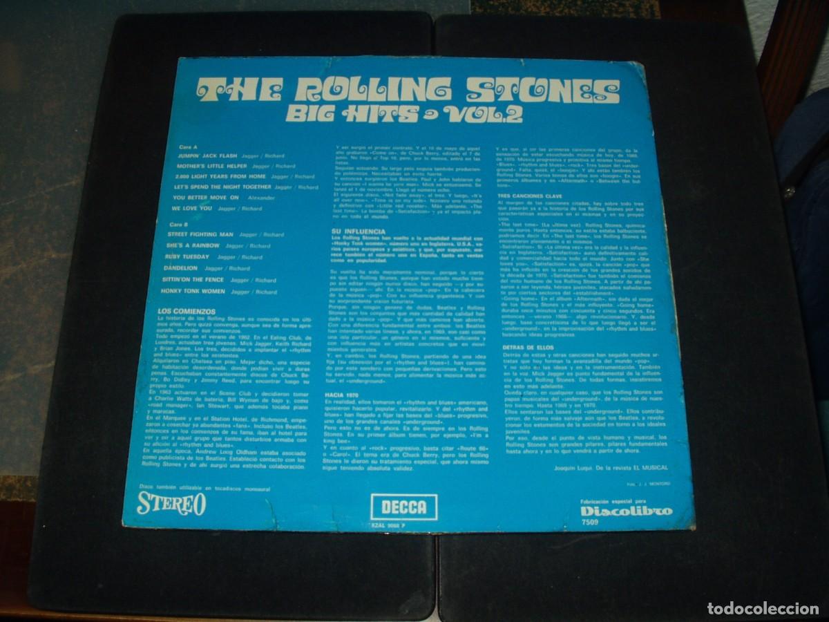 Discos de vinilo: ROLLING STONES LP BIG HITS VOL.2 DISCOLIBRO - Foto 2
