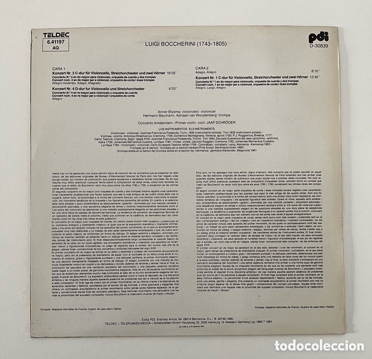 Discos de vinilo: Vinilo Boccherini Cellokonzerte - Foto 2