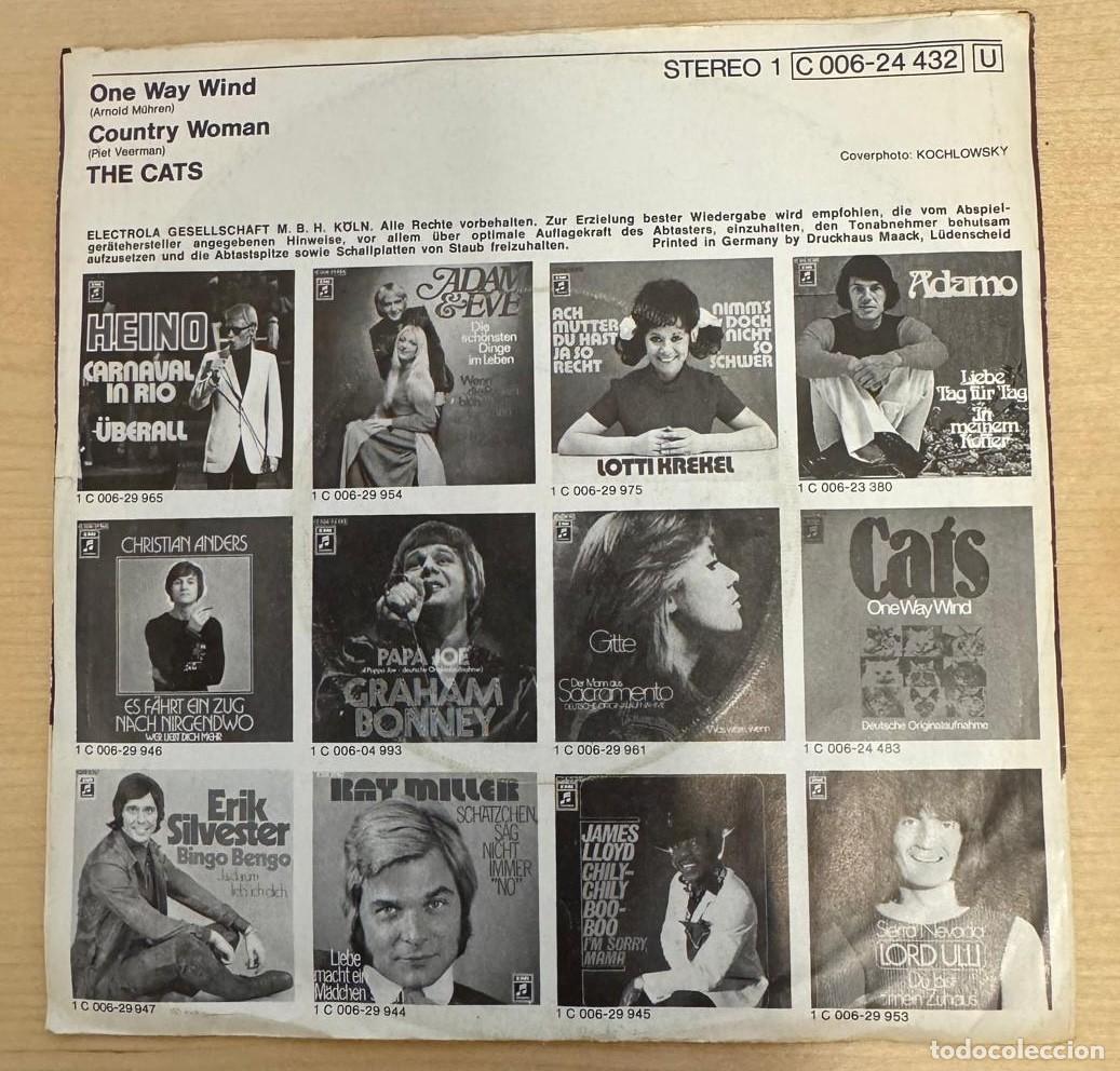 Discos de vinilo: CATS 45T ONE WAY WIND VG+ EX single - Foto 3