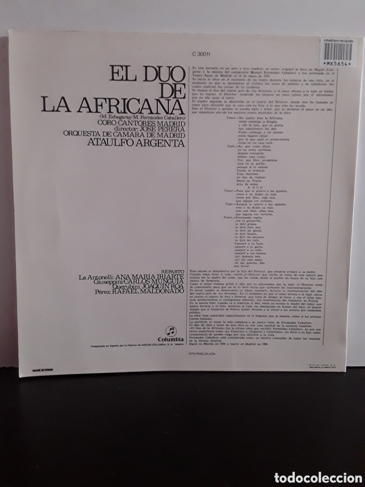 Discos de vinilo: Ata&uacute;lfo Argenta &lrm;&ndash; El D&uacute;o De La Africana - Foto 2