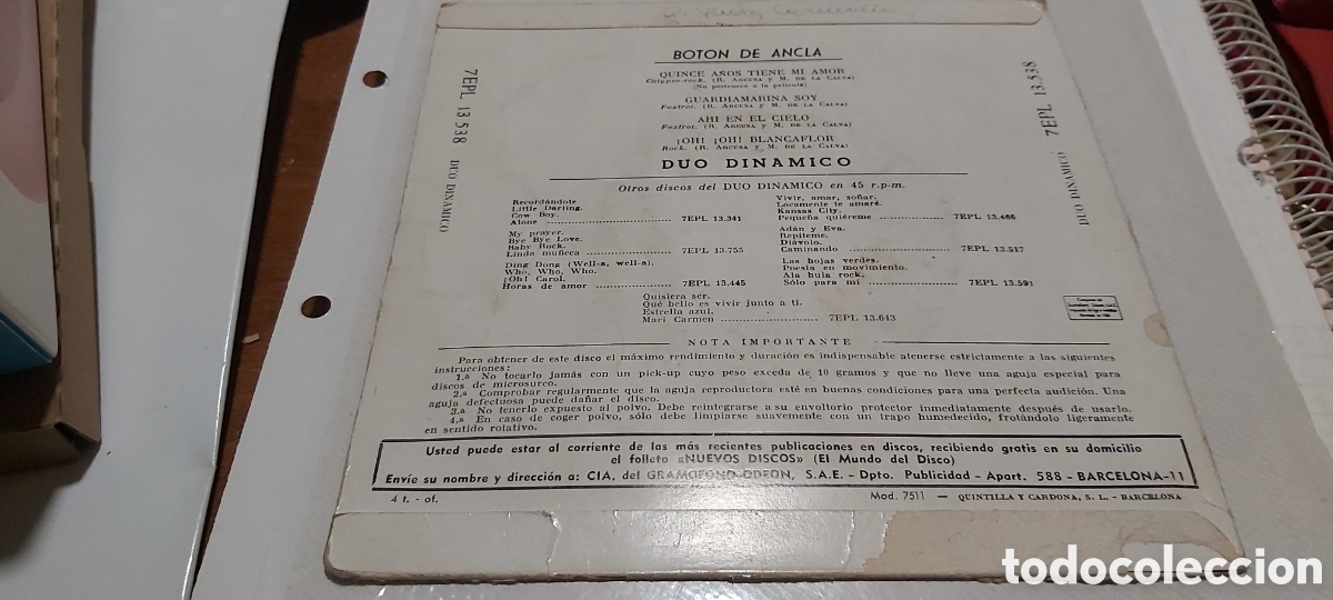 Discos de vinilo: BOTON DE ANCLA. DUO DINAMICO - Foto 2