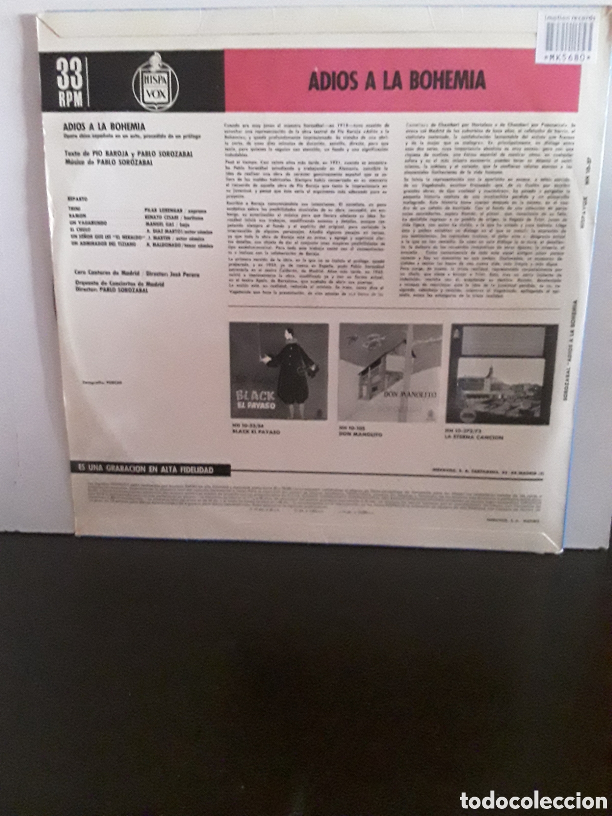 Discos de vinilo: Pablo Soroz&aacute;bal &lrm;&ndash; Adios A la Bohemia - Foto 2
