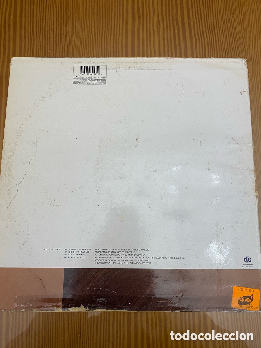 Discos de vinilo: Disco de Vinilo (Maxi) M People Open Your Heart - Foto 2