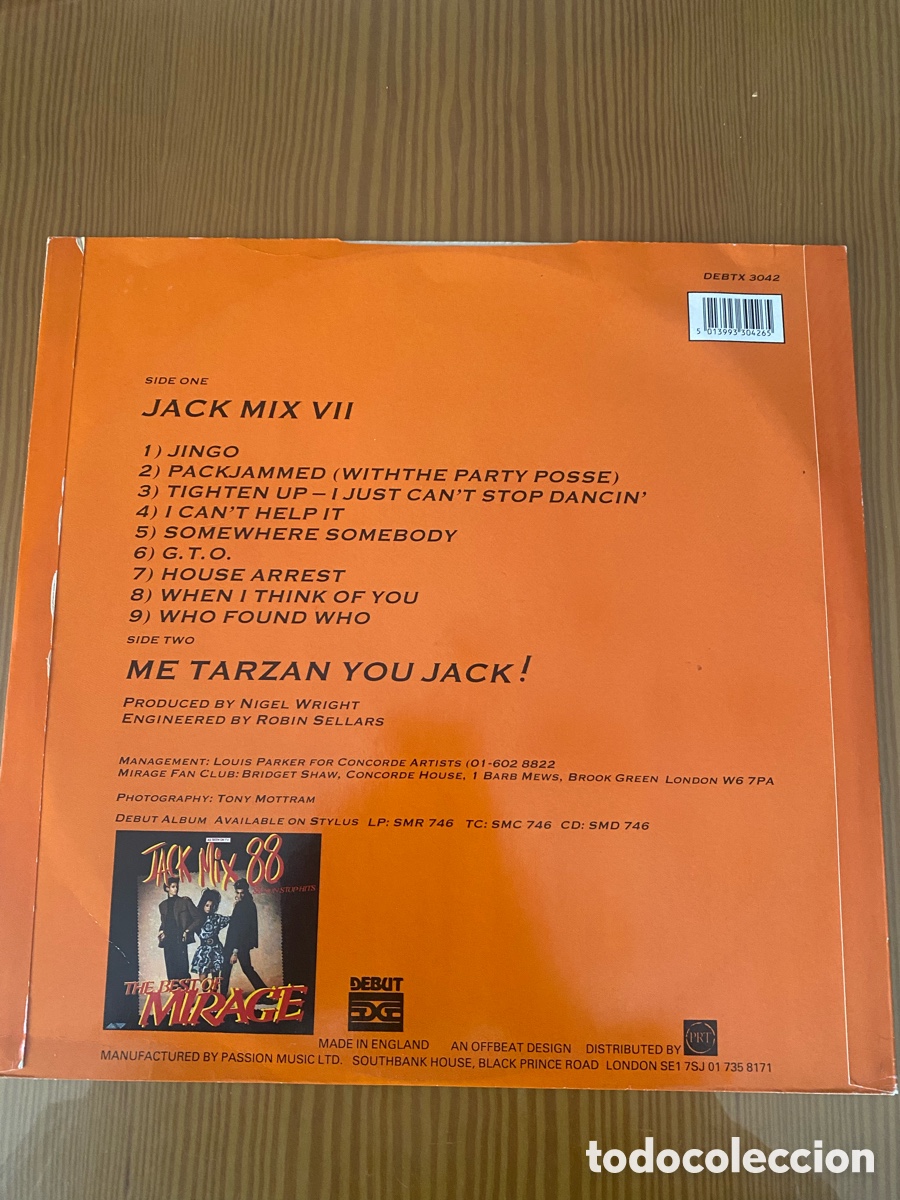 Discos de vinilo: Disco de Vinilo (Maxi) Mirage &ldquo;Jack Mix VII&rdquo; - Foto 2