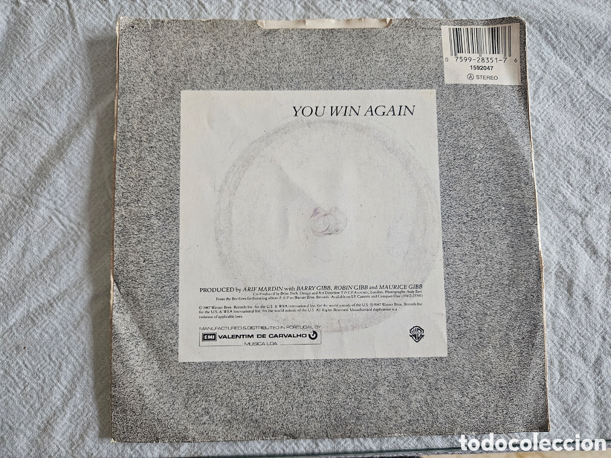 Discos de vinilo: BEE GEES YOU WIN AGAIN - Foto 2