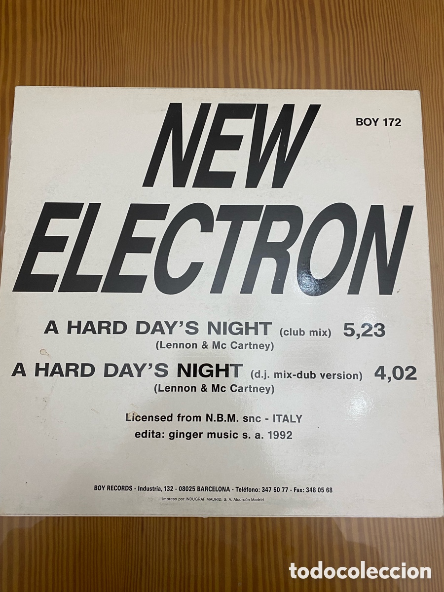 Discos de vinilo: Disco de Vinilo (Maxi) New Electron &ldquo;A Hard Day&rsquo;s Night&rdquo; - Foto 2