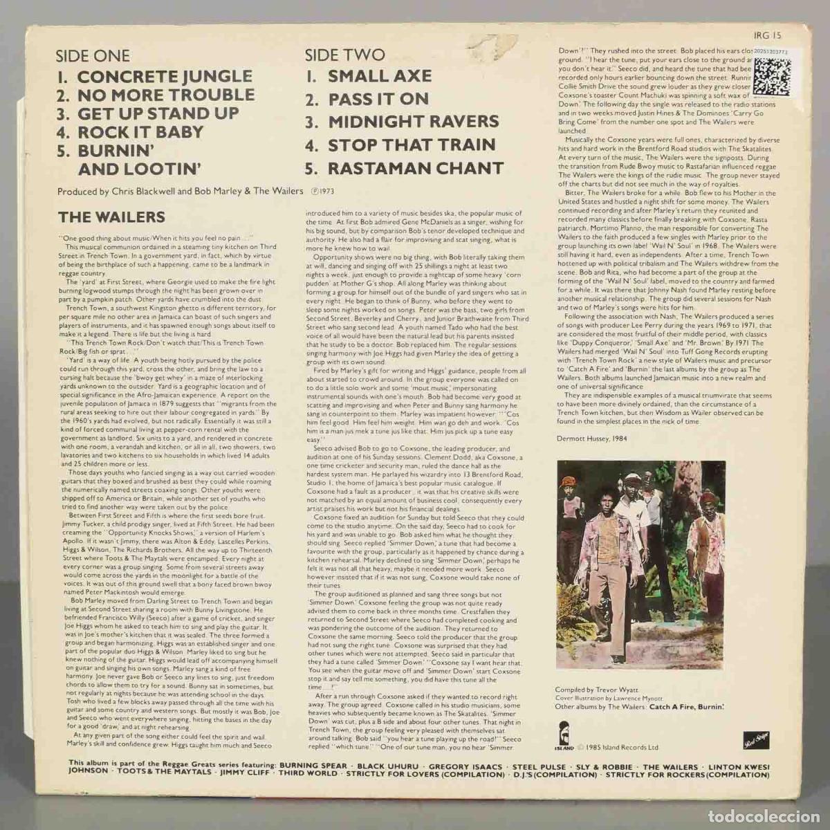 Discos de vinilo: LP. THE WAILERS. REGGAE GREATS - Foto 2