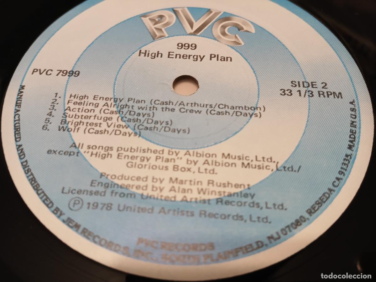Discos de vinilo: 999 &ndash; High Energy Plan- LP disco vinilo - Foto 2