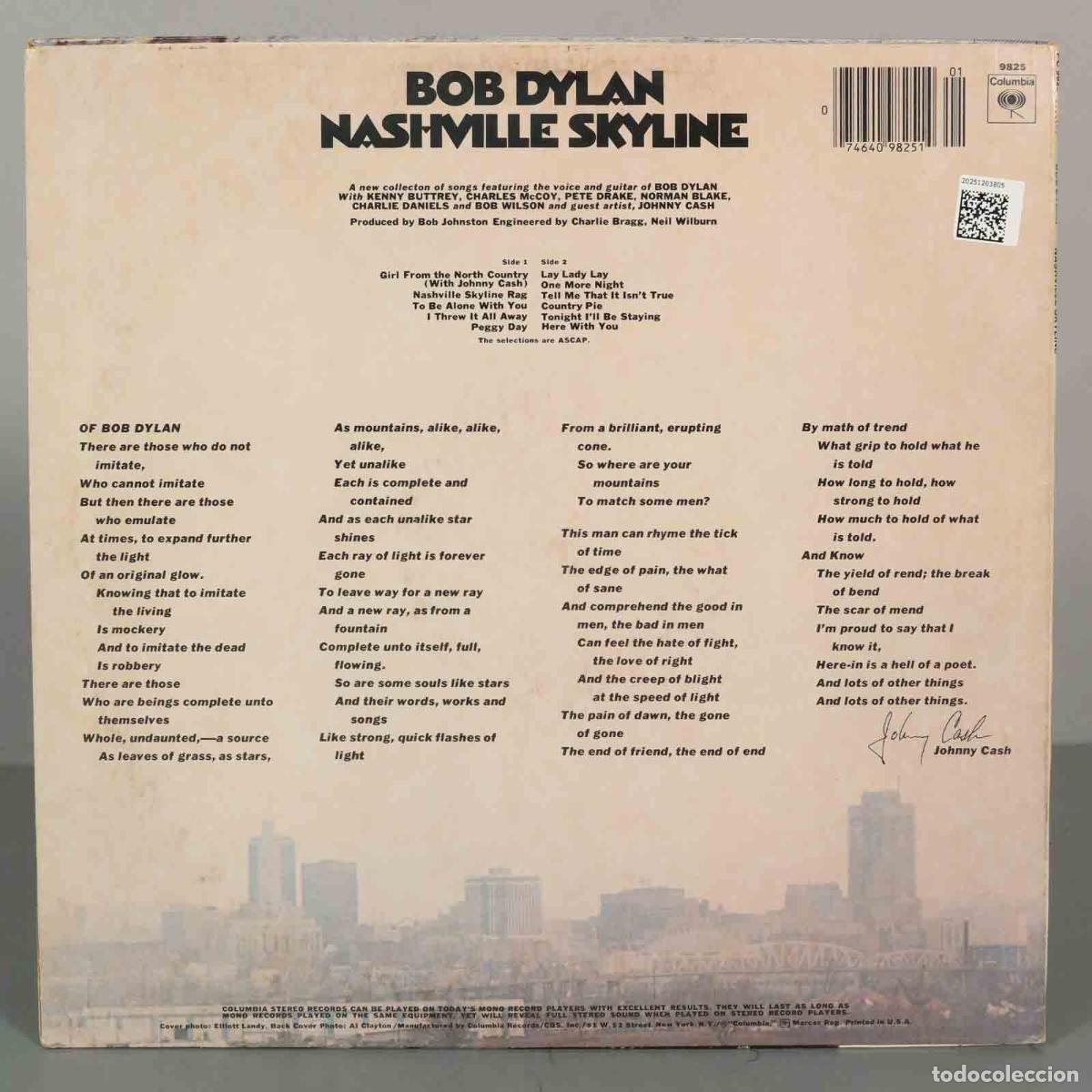 Discos de vinilo: LP. Bob Dylan Nashville Skyline - Foto 2