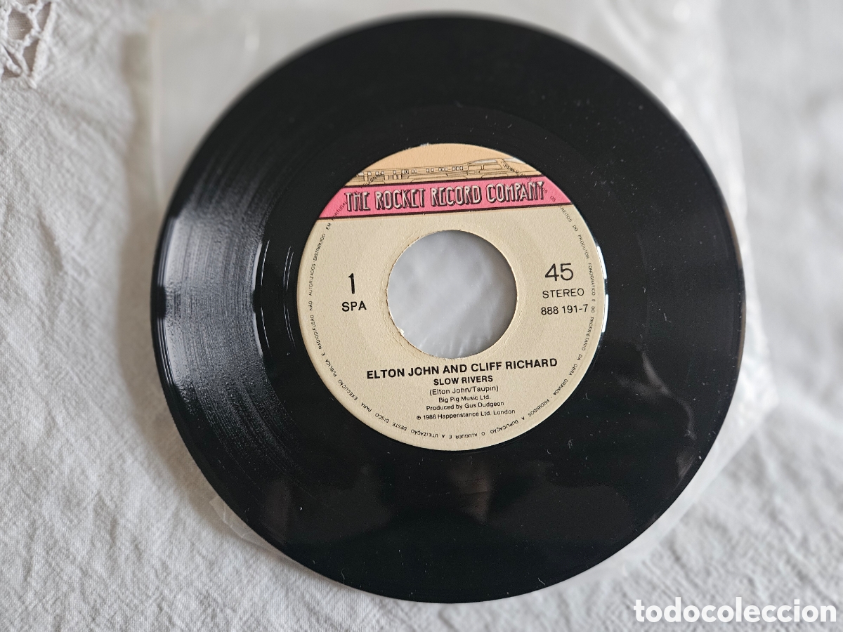 Discos de vinilo: ELTON JOHN & CLIFF RICHARD SLOW RIVERS - Foto 2