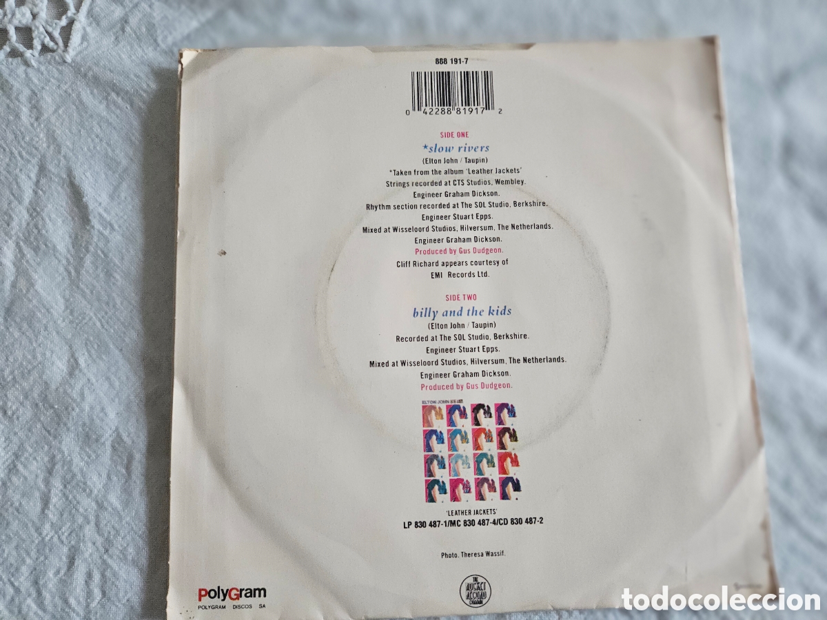 Discos de vinilo: ELTON JOHN & CLIFF RICHARD SLOW RIVERS - Foto 3