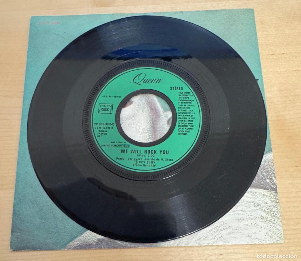 Discos de vinilo: Queen 45t We will rock you EX EX - Foto 2