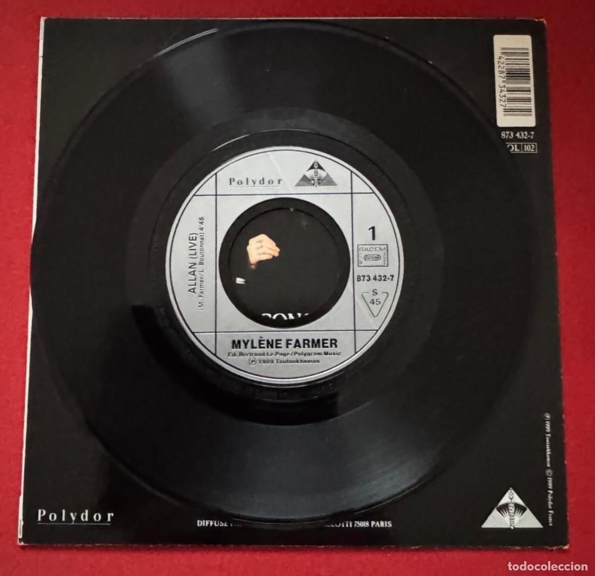 Discos de vinilo: Mylene Farmer 45t Alan live EX EX single - Foto 2