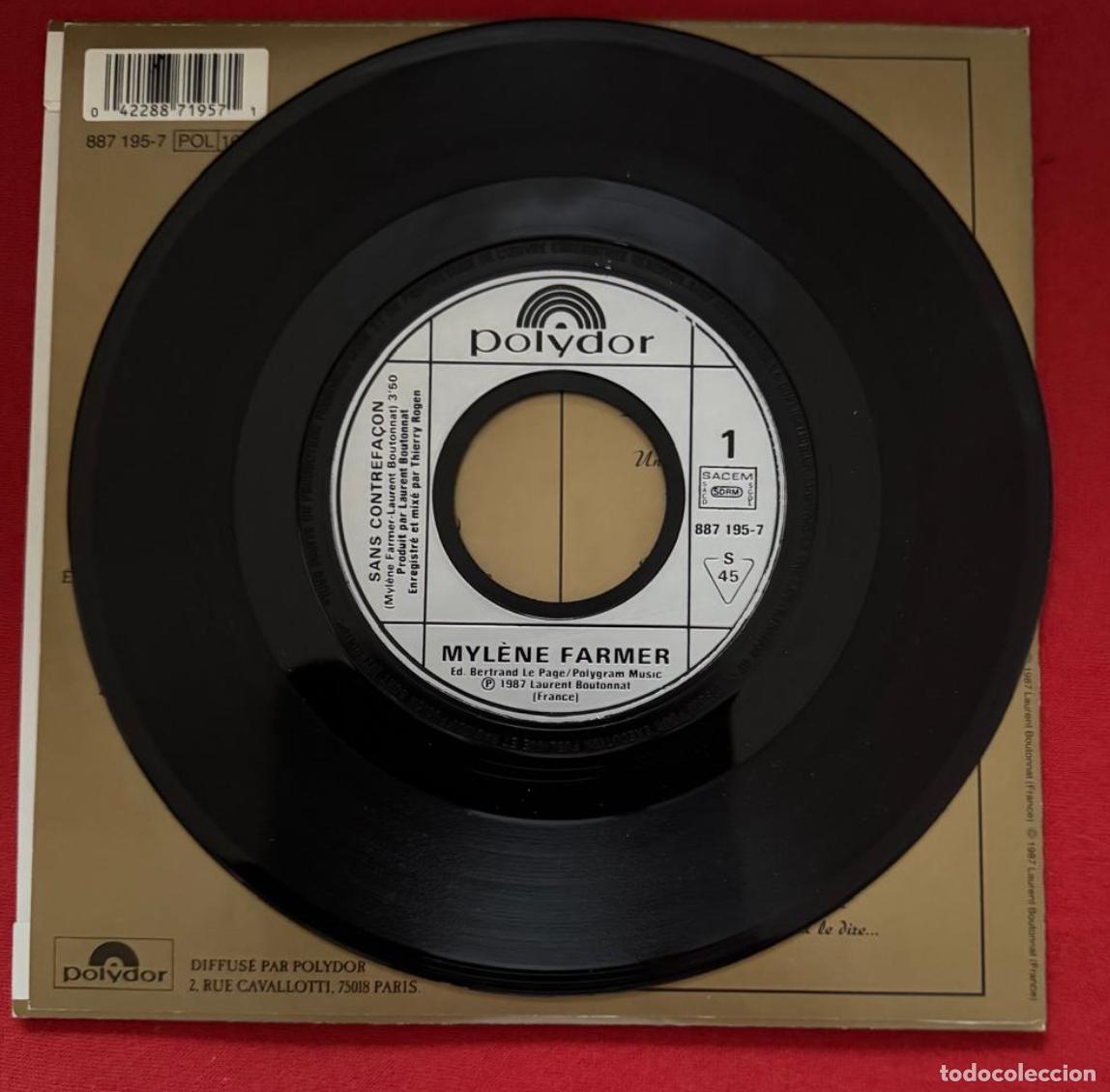 Discos de vinilo: Mylene Farmer 45t sans contrefacon EX EX single - Foto 2