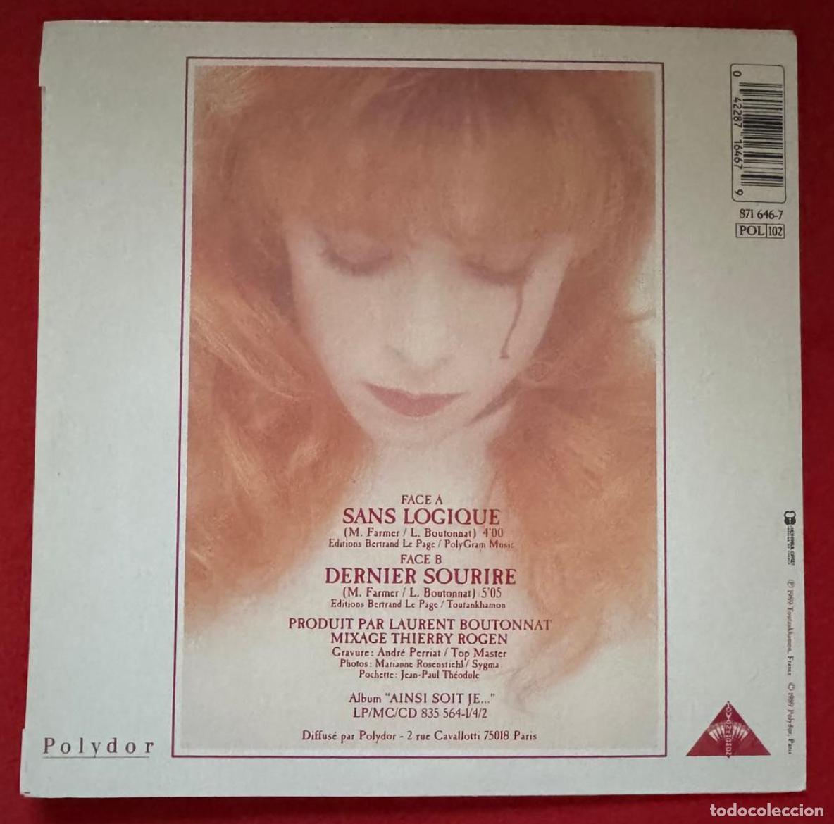 Discos de vinilo: Mylene Farmer 45t Sans logique EX EX - Foto 3