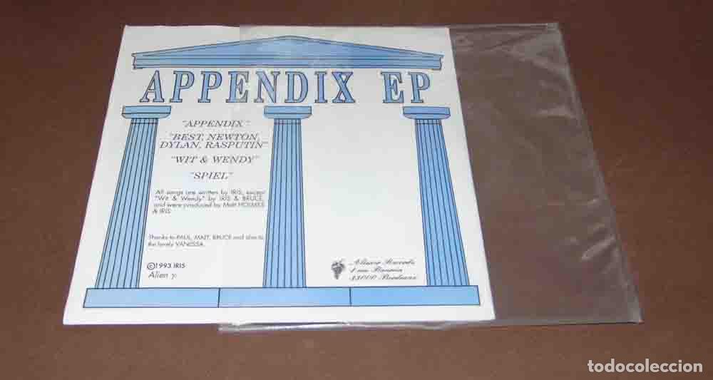 Discos de vinilo: IRIS - APPENDIX EP - ALIENOR RECORDS - FRANCE 1993 - Foto 3