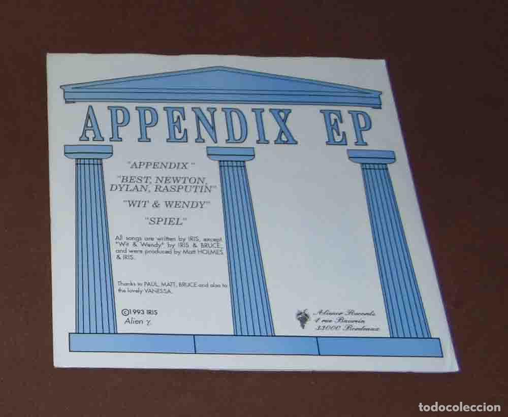 Discos de vinilo: IRIS - APPENDIX EP - ALIENOR RECORDS - FRANCE 1993 - Foto 6