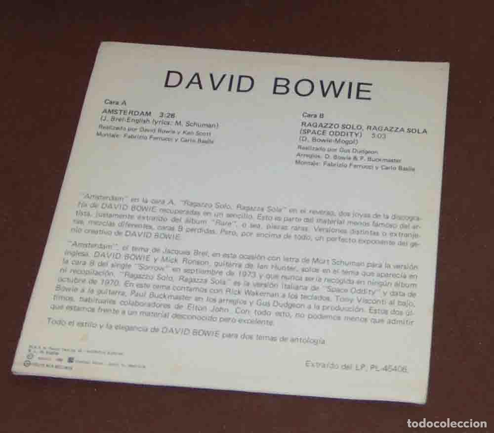Discos de vinilo: DAVID BOWIE &lrm;&ndash; Amsterdam - SINGLE PROMO 1983 - Foto 2