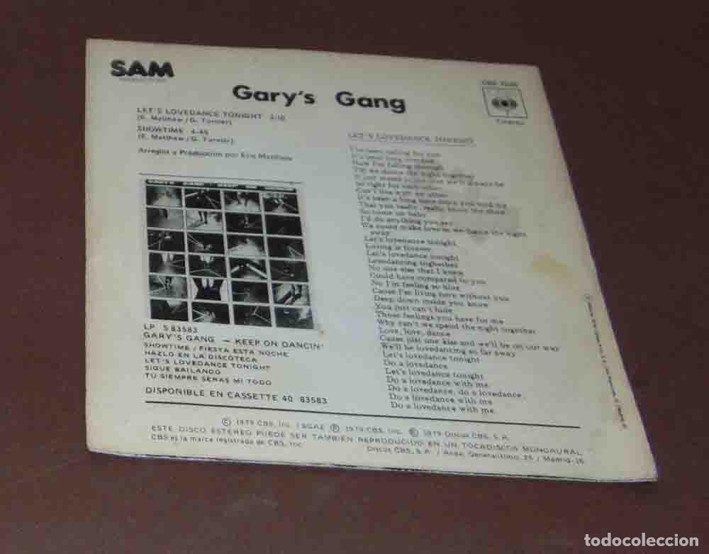 Discos de vinilo: GARYS GANG - LETS LOVEDANCE TONIGHT - SINGLE 1979 - Foto 3