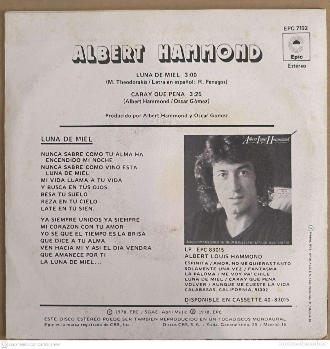 Discos de vinilo: ALBERT HAMMOND - Lote 2 Singles - Foto 3