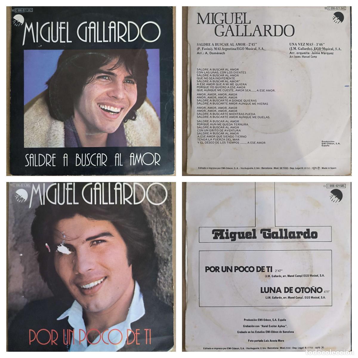 Discos de vinilo: MIGUEL GALLARDO - Lote 2 Singles - Foto 1