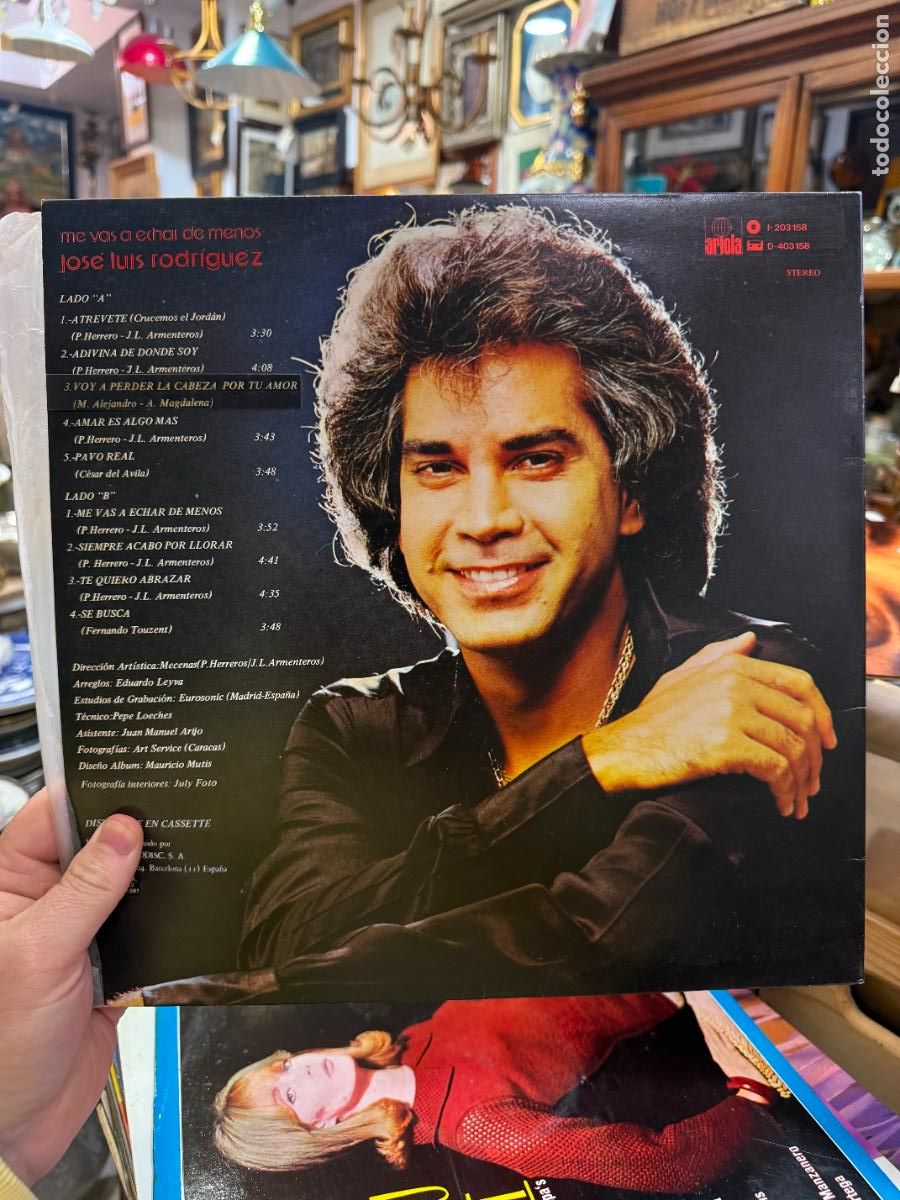 Discos de vinilo: LP JOSE LUIS RODRIGUEZ - ME VAS A ECHAR DE MENOS - Foto 2
