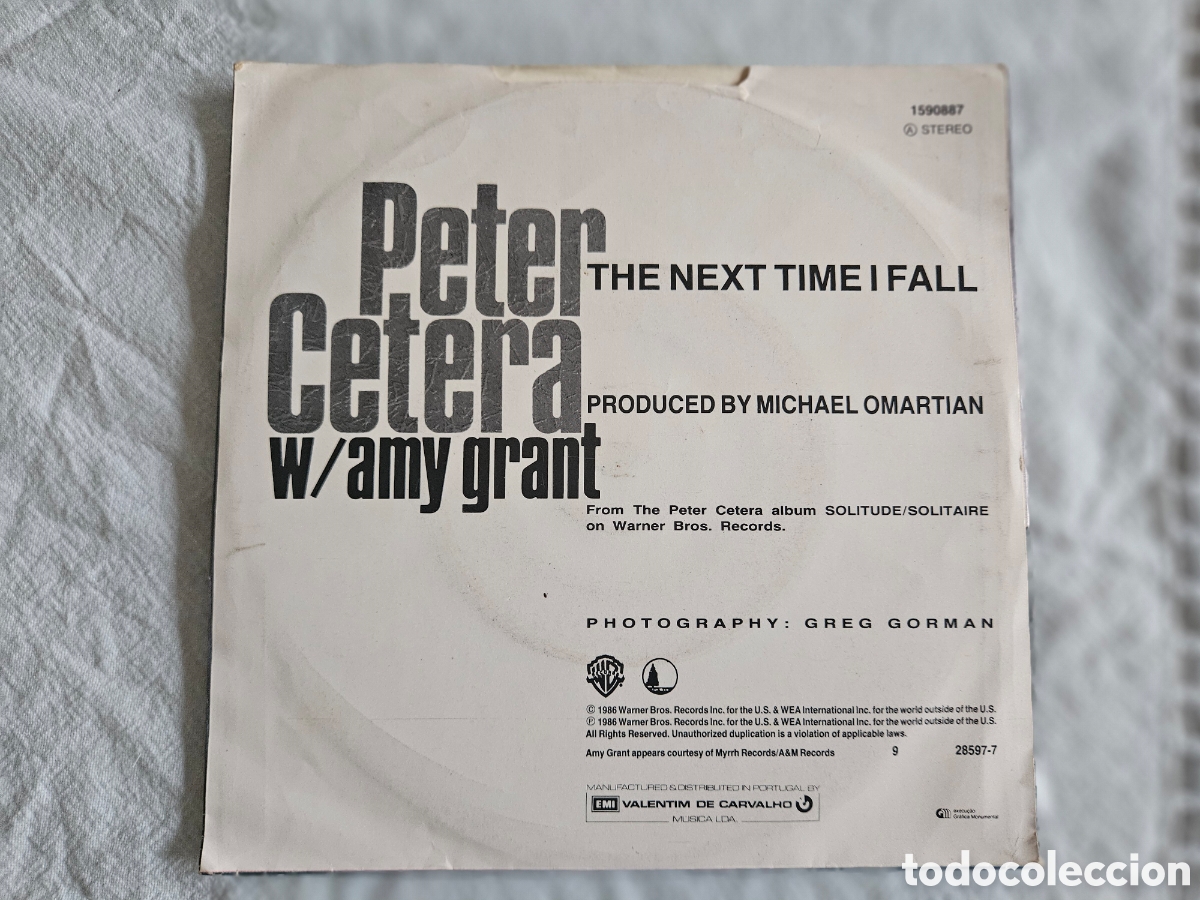 Discos de vinilo: 21PETER CETERA Y AMY GRANT - THE NEXT TIME I FALL - Foto 3