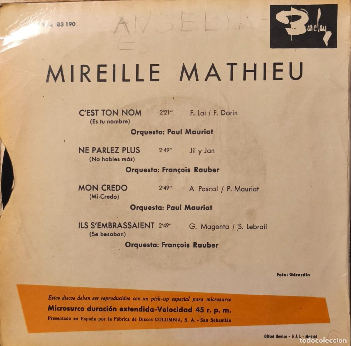 Discos de vinilo: EP MIREILLE MATHIEU. CEST TON NOM - Foto 2